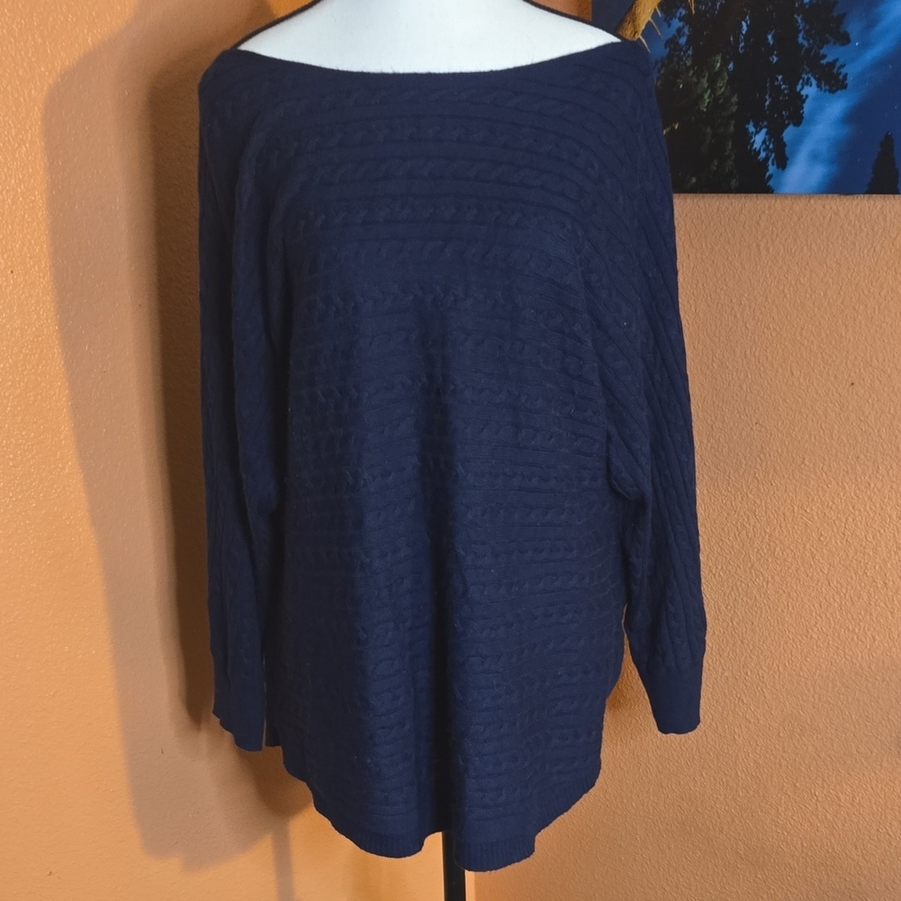 Market & Spruce Navy Off-Shoulder Sweater